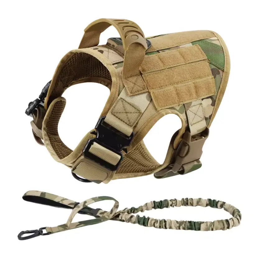 Professional Tactical Dog Harness, Leash, and Collar Set for Large Breeds - Ideal for German Shepherds and Malinois - Perfect for Training and Outdoor Activities