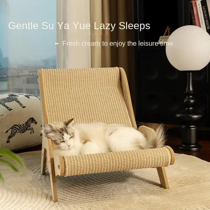 Multi-Functional Cat Scratching Board and Rocker Bed Made of Natural Sisal and Jute for Scratching and Relaxation, Suitable for Indoor and Outdoor Use.