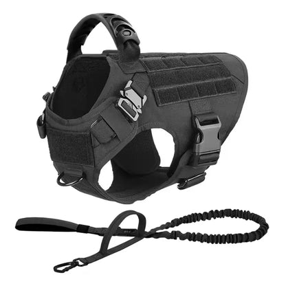Professional Tactical Dog Harness, Leash, and Collar Set for Large Breeds - Ideal for German Shepherds and Malinois - Perfect for Training and Outdoor Activities