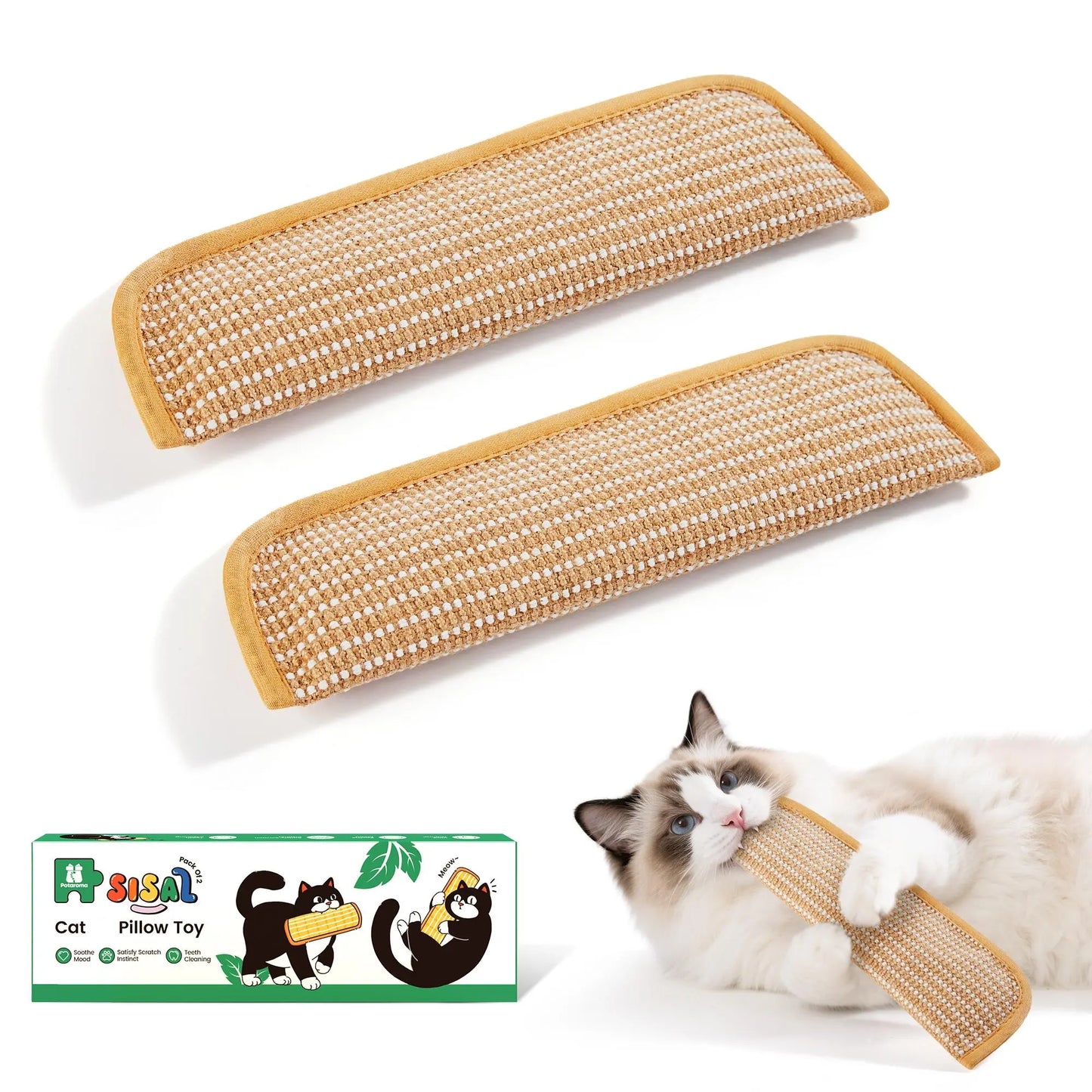 Potaroma Cat Toys Set of 2, Soft Sisal Indoor Scratching and Kicker Toys for Engaging Playtime