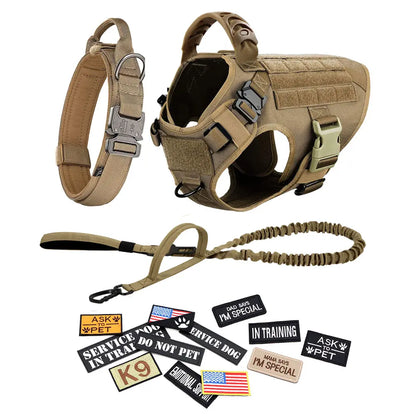 Professional Tactical Dog Harness, Leash, and Collar Set for Large Breeds - Ideal for German Shepherds and Malinois - Perfect for Training and Outdoor Activities