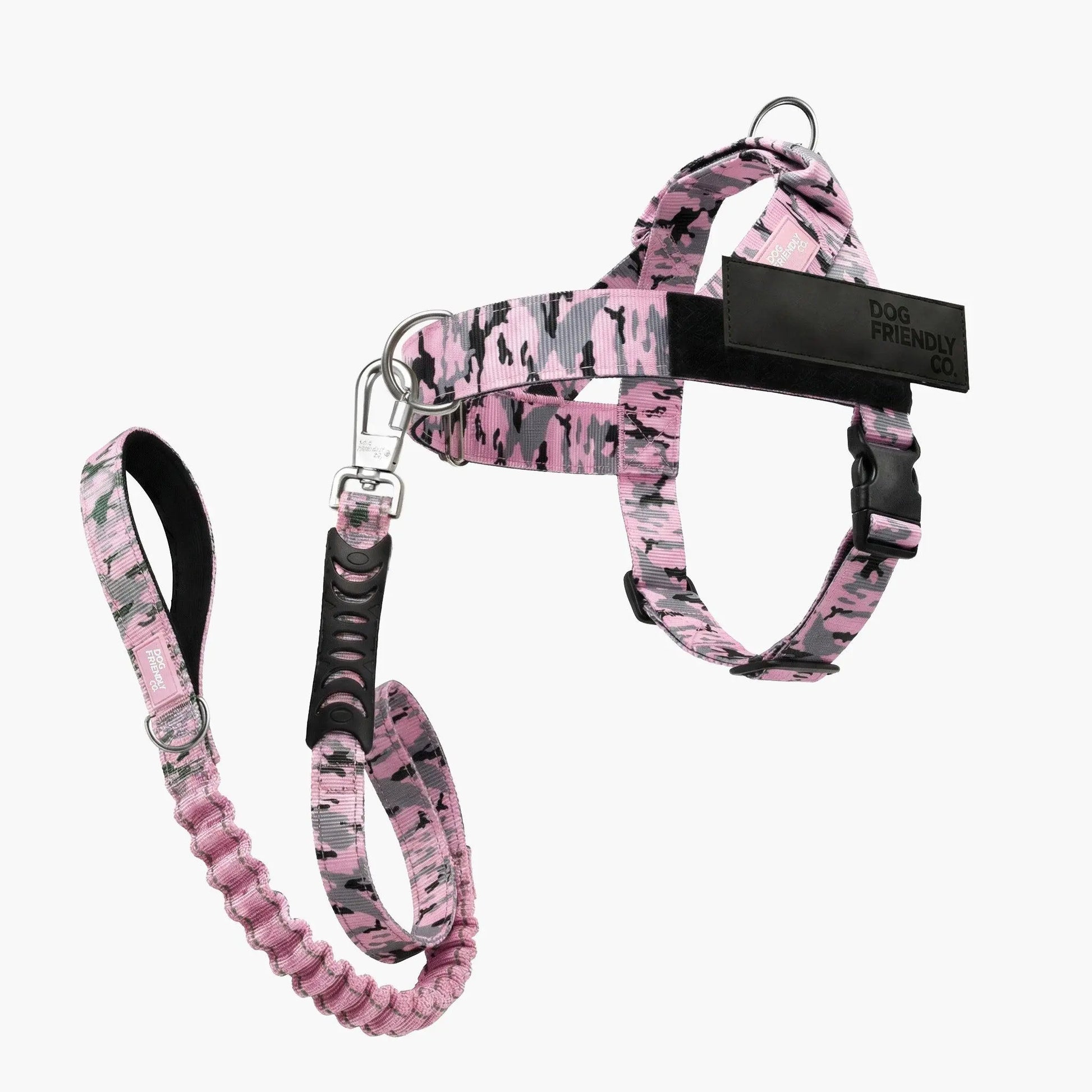 Dog Friendly Co. No-Pull Harness with Bungee Leash and D-Ring Attachment