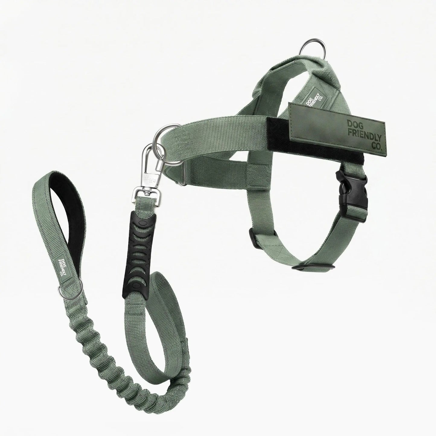 Dog Friendly Co. No-Pull Harness with Bungee Leash and D-Ring Attachment