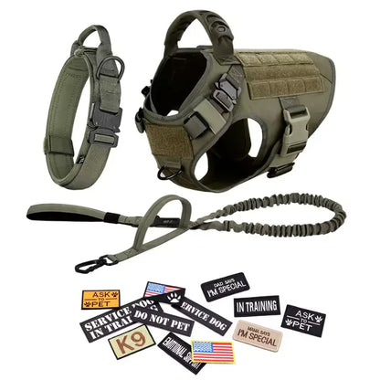 Professional Tactical Dog Harness, Leash, and Collar Set for Large Breeds - Ideal for German Shepherds and Malinois - Perfect for Training and Outdoor Activities