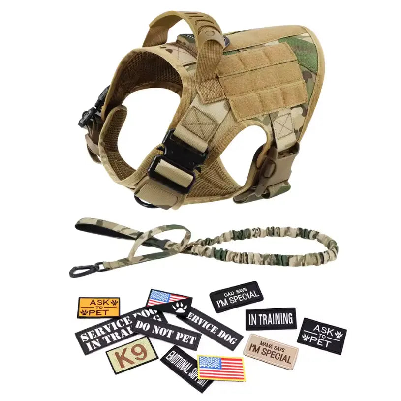 Professional Tactical Dog Harness, Leash, and Collar Set for Large Breeds - Ideal for German Shepherds and Malinois - Perfect for Training and Outdoor Activities