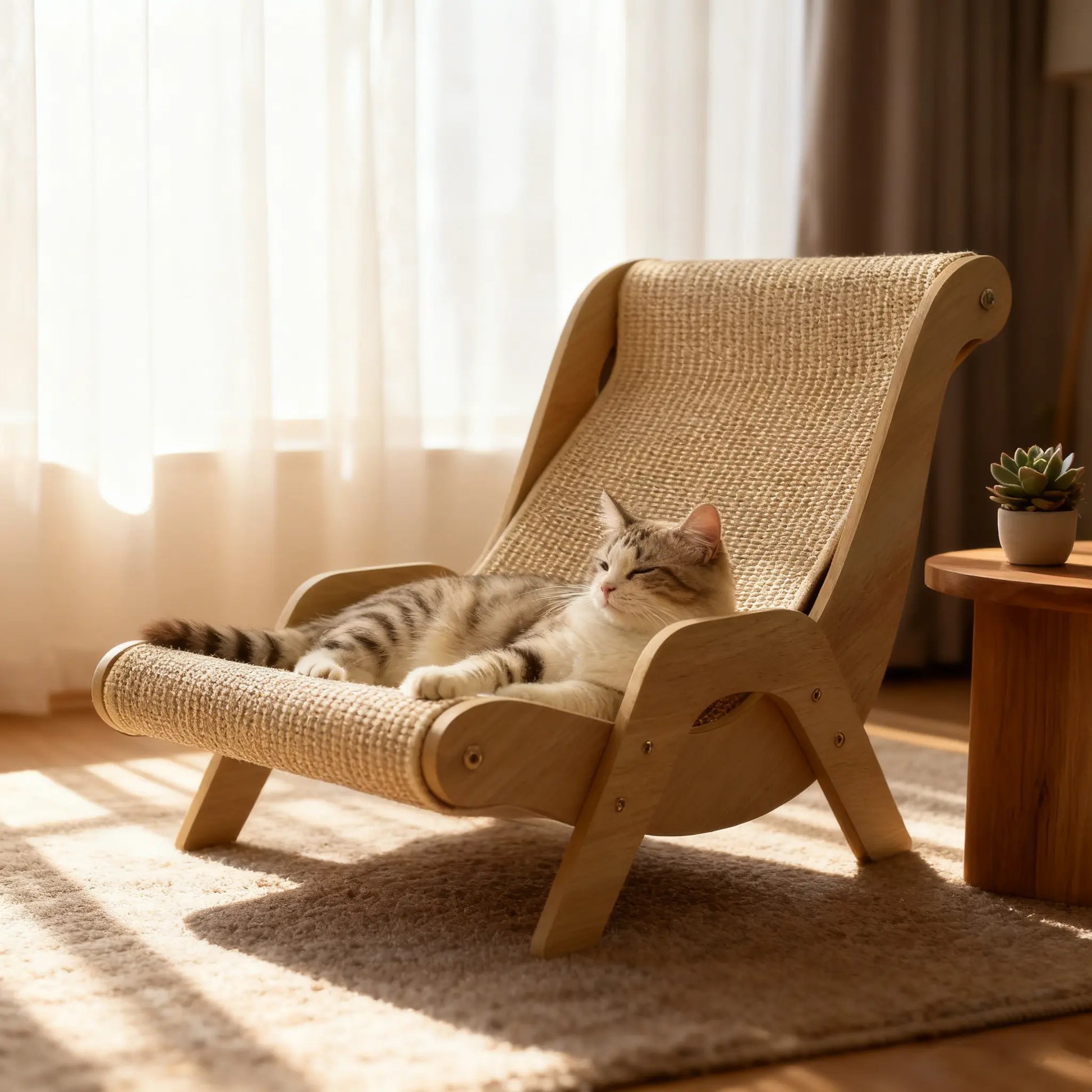 Multi-Functional Cat Scratching Board and Rocker Bed Made of Natural Sisal and Jute for Scratching and Relaxation, Suitable for Indoor and Outdoor Use.