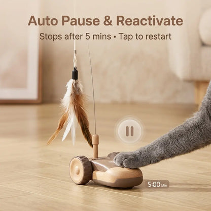 3-in-1 Interactive Robot Mouse Cat Toy with Feather Attachments - USB Rechargeable and Hands-Free Play for Indoor Cats