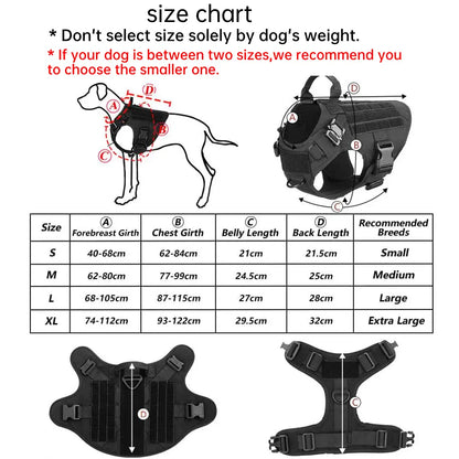 Professional Tactical Dog Harness, Leash, and Collar Set for Large Breeds - Ideal for German Shepherds and Malinois - Perfect for Training and Outdoor Activities