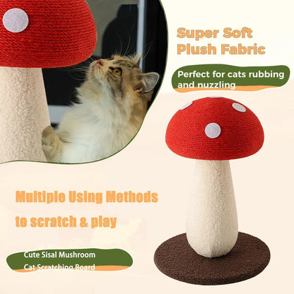 Extra-Large Mushroom-Shaped Cat Tree with Sisal Scratching Post for Indoor Cats - Natural Home Decor