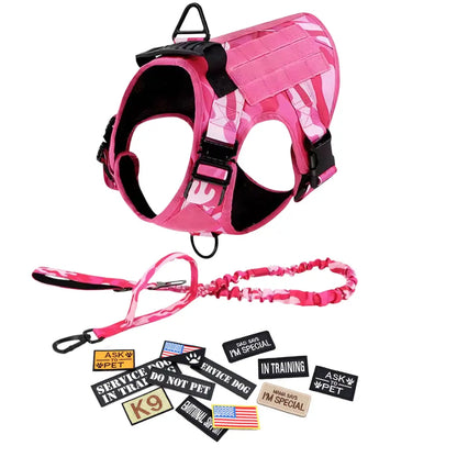 Professional Tactical Dog Harness, Leash, and Collar Set for Large Breeds - Ideal for German Shepherds and Malinois - Perfect for Training and Outdoor Activities