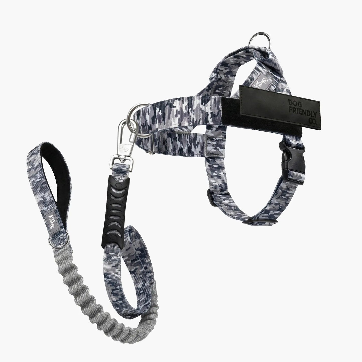 Dog Friendly Co. No-Pull Harness with Bungee Leash and D-Ring Attachment