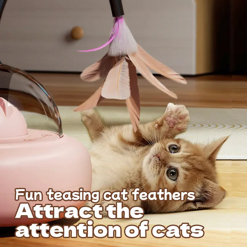 Interactive Automatic Cat Teaser Toy with Self-Playing Laser and Feather Combo - Smart Pet Entertainment to Alleviate Boredom and Engage Kittens Throughout the Day