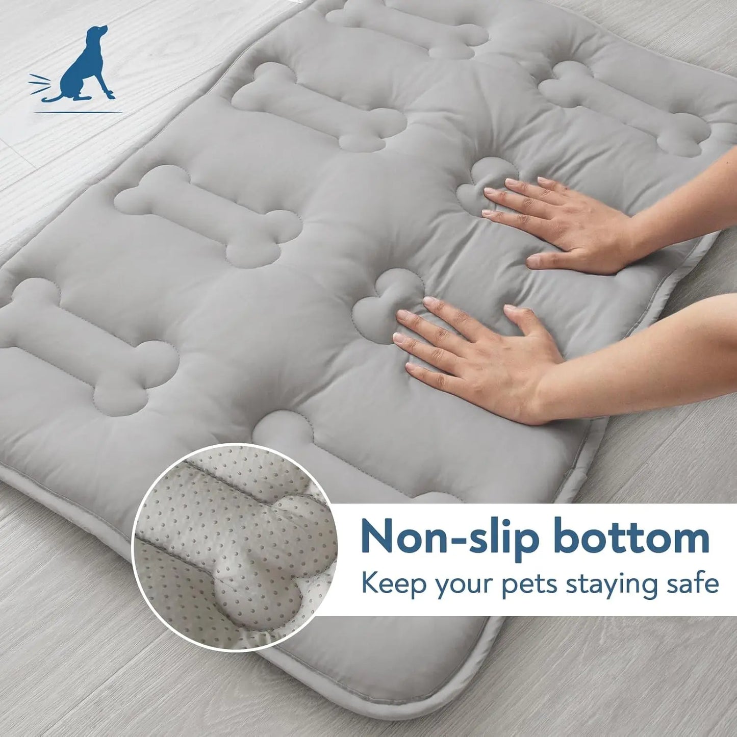 2-Pack Durable Cooling Mat for Dogs and Cats - Non-Slip, Lightweight, Washable, Instant Cooling Pad for Indoor and Outdoor Use, Ideal for Large Pets, Grey