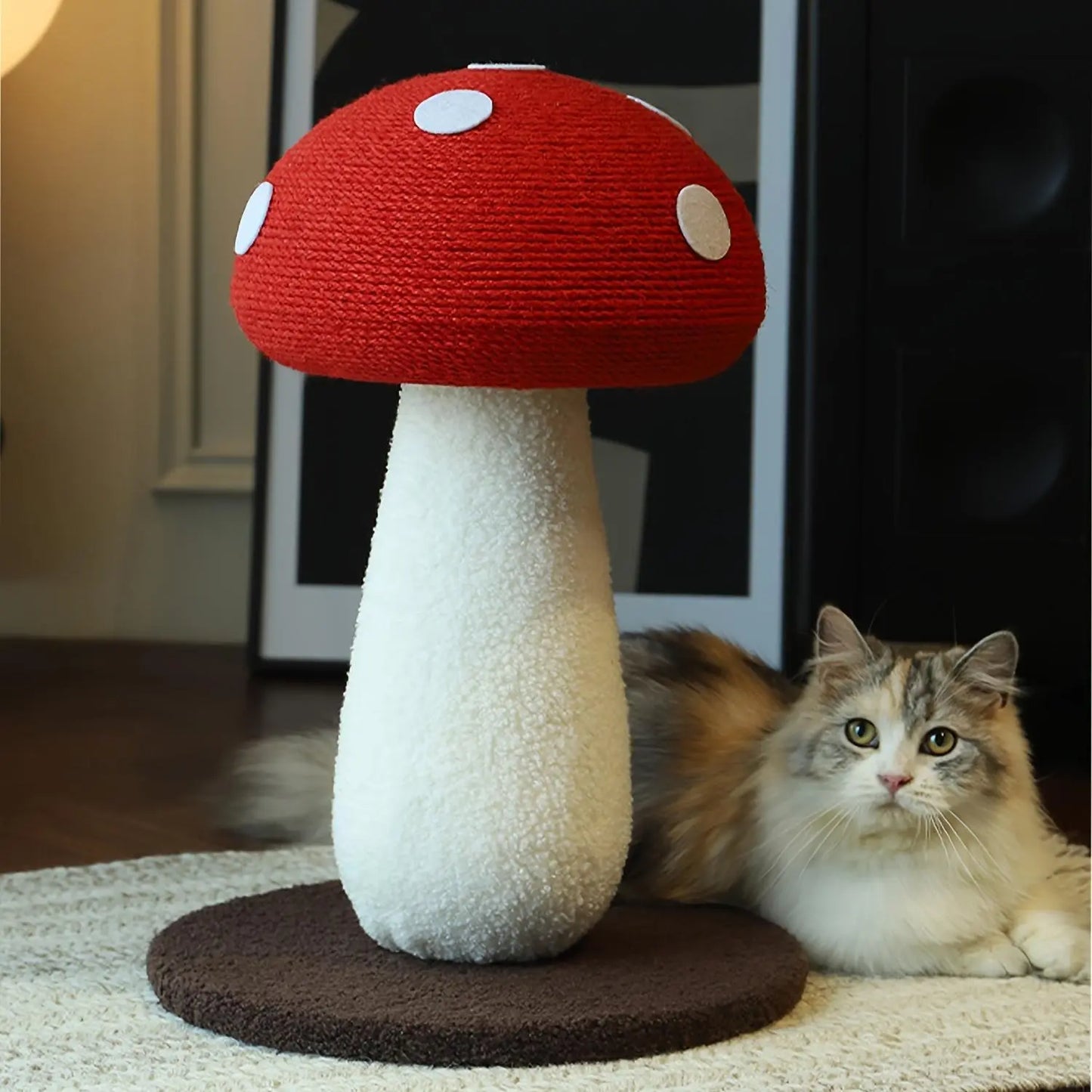 Extra-Large Mushroom-Shaped Cat Tree with Sisal Scratching Post for Indoor Cats - Natural Home Decor