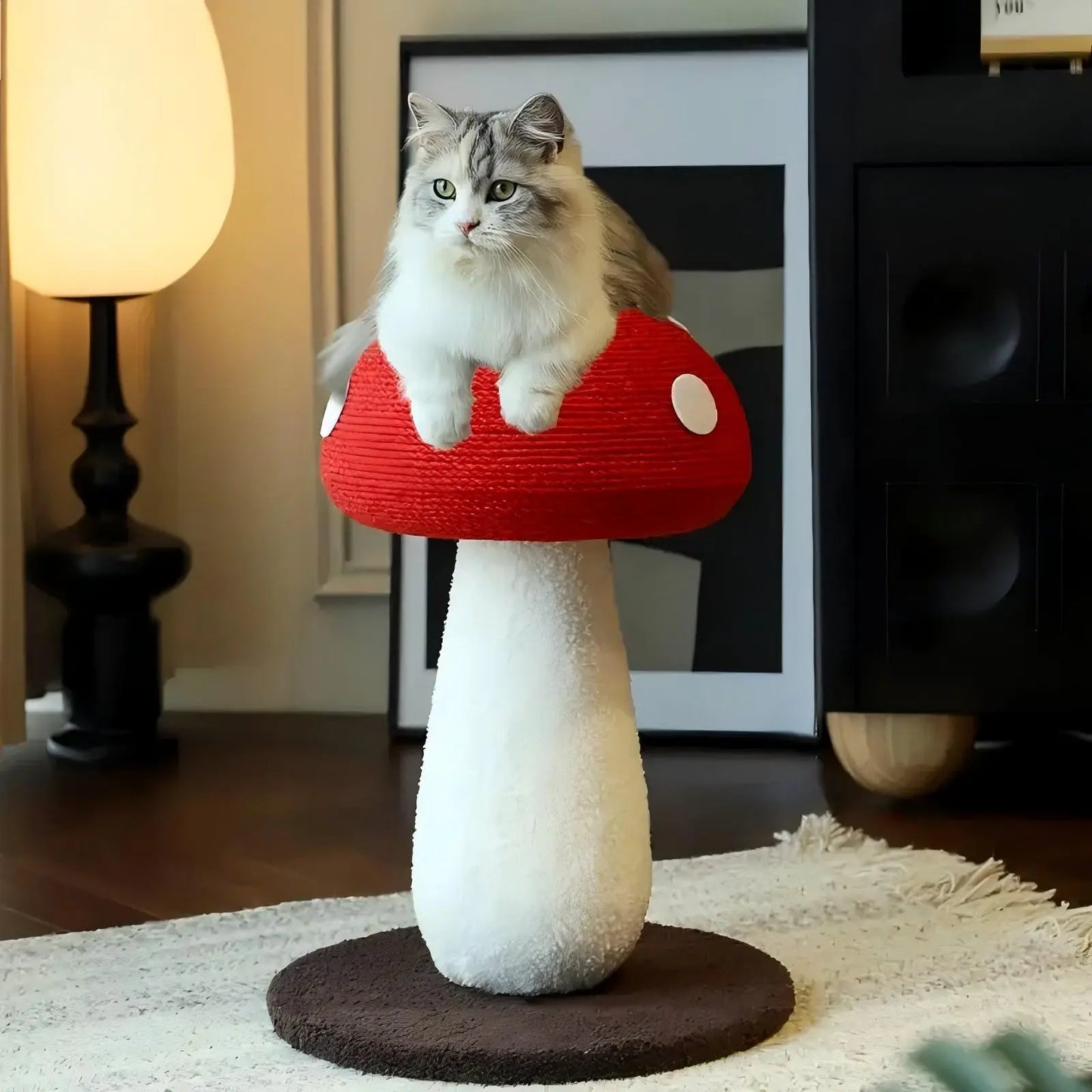 Extra-Large Mushroom-Shaped Cat Tree with Sisal Scratching Post for Indoor Cats - Natural Home Decor