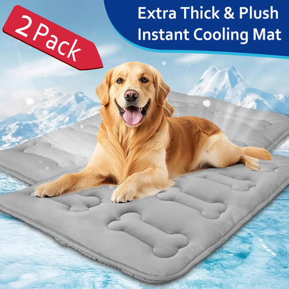 2-Pack Durable Cooling Mat for Dogs and Cats - Non-Slip, Lightweight, Washable, Instant Cooling Pad for Indoor and Outdoor Use, Ideal for Large Pets, Grey