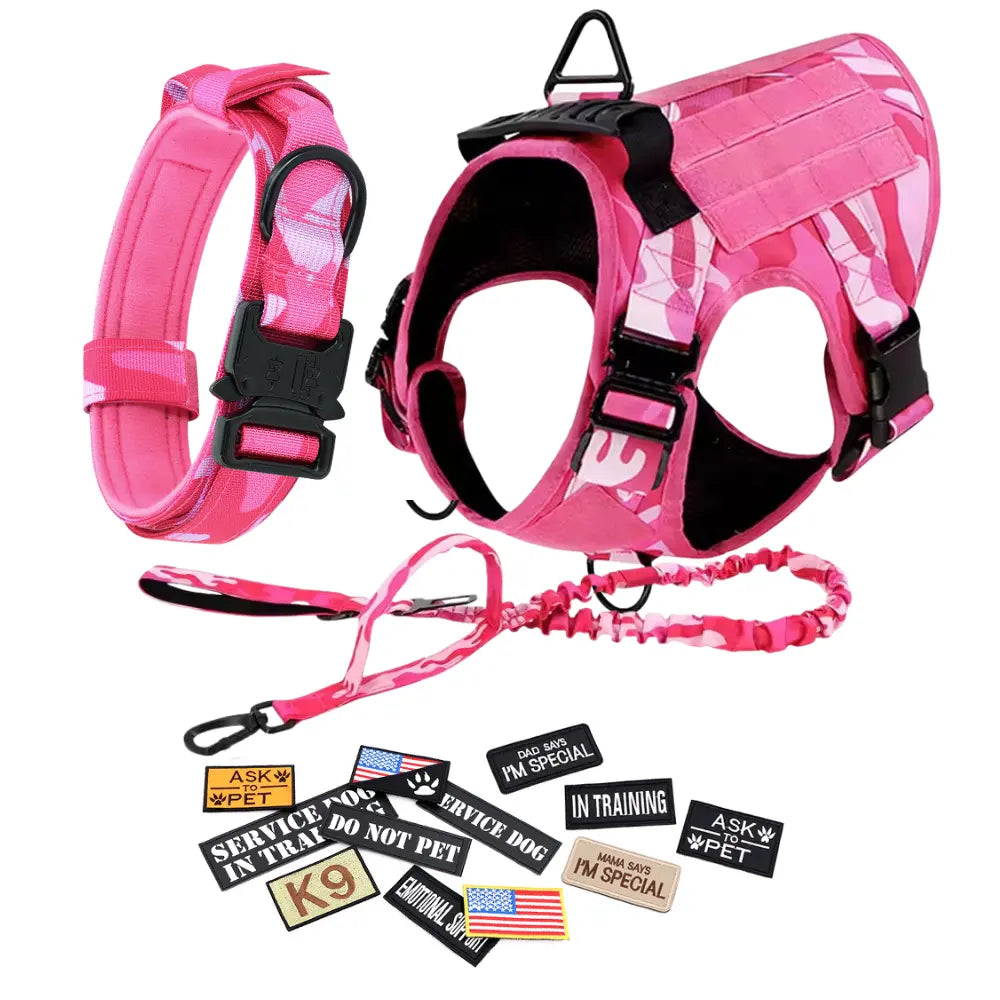 Professional Tactical Dog Harness, Leash, and Collar Set for Large Breeds - Ideal for German Shepherds and Malinois - Perfect for Training and Outdoor Activities