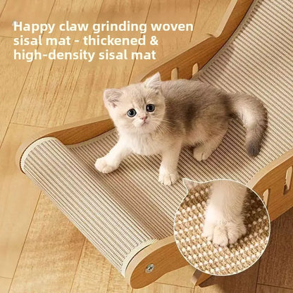Multi-Functional Cat Scratching Board and Rocker Bed Made of Natural Sisal and Jute for Scratching and Relaxation, Suitable for Indoor and Outdoor Use.