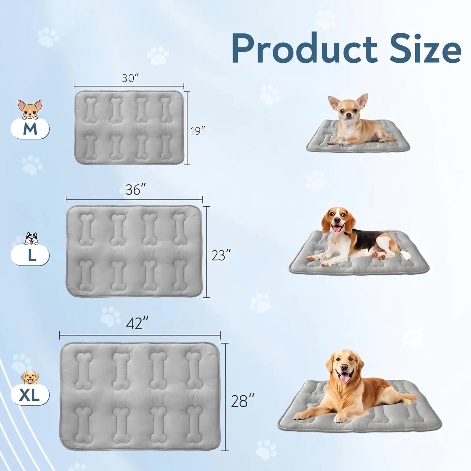 2-Pack Durable Cooling Mat for Dogs and Cats - Non-Slip, Lightweight, Washable, Instant Cooling Pad for Indoor and Outdoor Use, Ideal for Large Pets, Grey