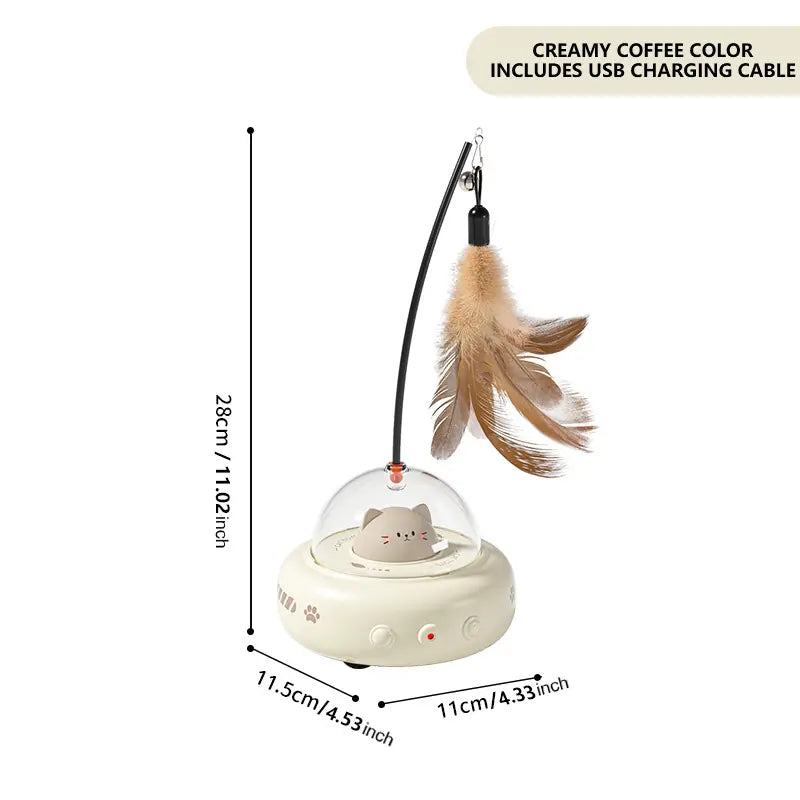 Interactive Automatic Cat Teaser Toy with Self-Playing Laser and Feather Combo - Smart Pet Entertainment to Alleviate Boredom and Engage Kittens Throughout the Day
