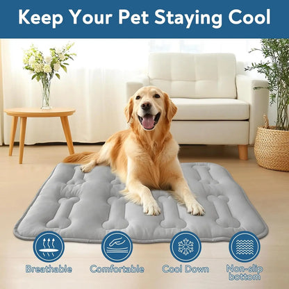 2-Pack Durable Cooling Mat for Dogs and Cats - Non-Slip, Lightweight, Washable, Instant Cooling Pad for Indoor and Outdoor Use, Ideal for Large Pets, Grey