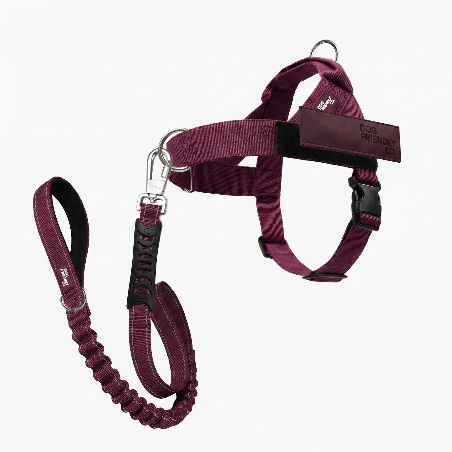Dog Friendly Co. No-Pull Harness with Bungee Leash and D-Ring Attachment