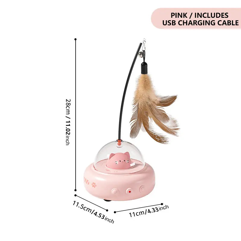 Interactive Automatic Cat Teaser Toy with Self-Playing Laser and Feather Combo - Smart Pet Entertainment to Alleviate Boredom and Engage Kittens Throughout the Day