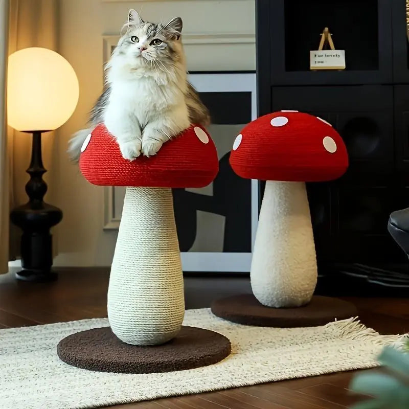 Extra-Large Mushroom-Shaped Cat Tree with Sisal Scratching Post for Indoor Cats - Natural Home Decor