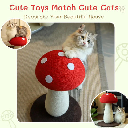 Extra-Large Mushroom-Shaped Cat Tree with Sisal Scratching Post for Indoor Cats - Natural Home Decor