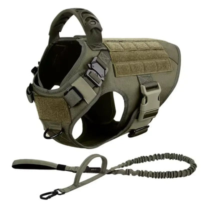 Professional Tactical Dog Harness, Leash, and Collar Set for Large Breeds - Ideal for German Shepherds and Malinois - Perfect for Training and Outdoor Activities