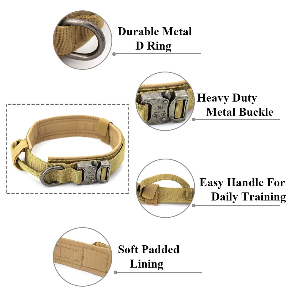 Professional Tactical Dog Harness, Leash, and Collar Set for Large Breeds - Ideal for German Shepherds and Malinois - Perfect for Training and Outdoor Activities