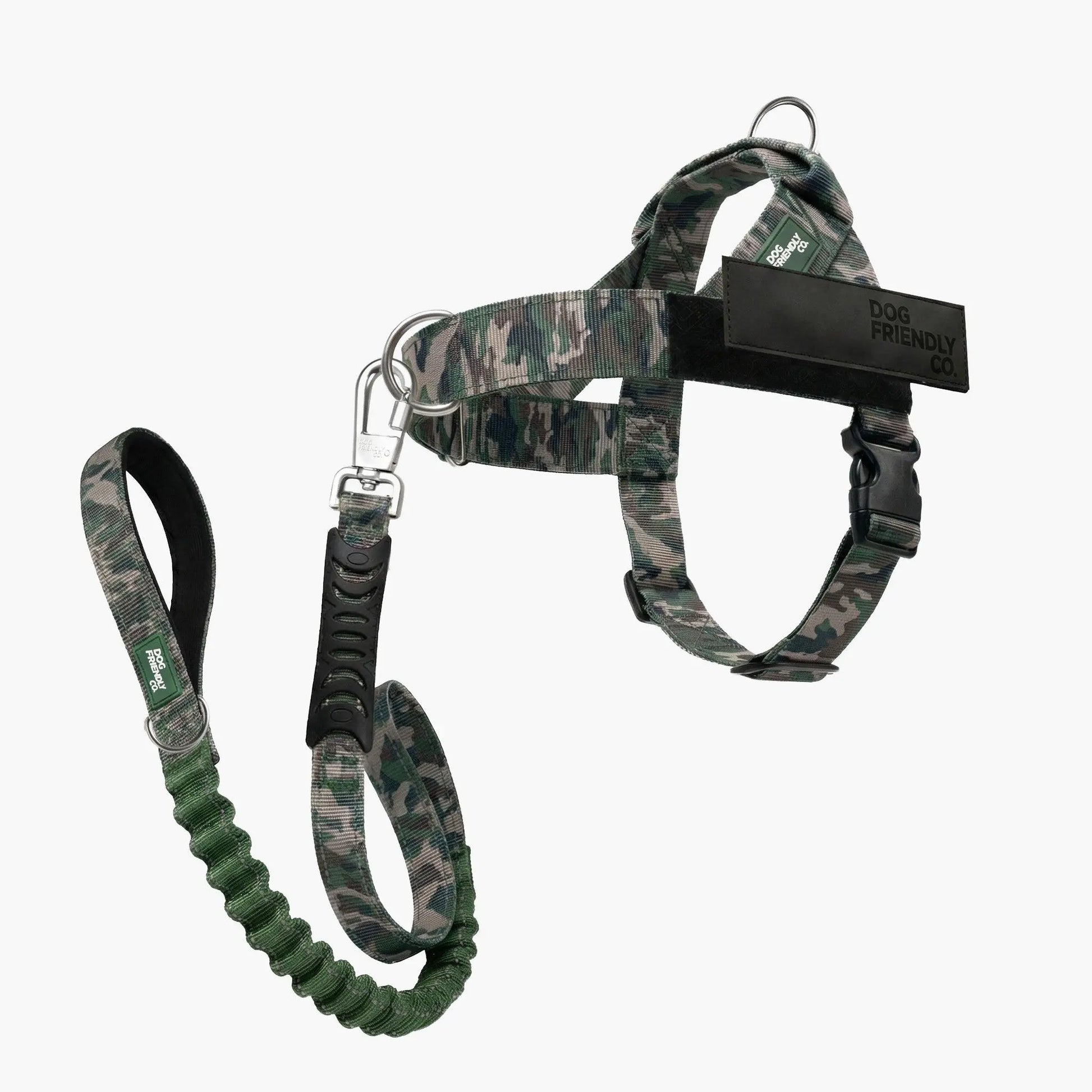 Dog Friendly Co. No-Pull Harness with Bungee Leash and D-Ring Attachment